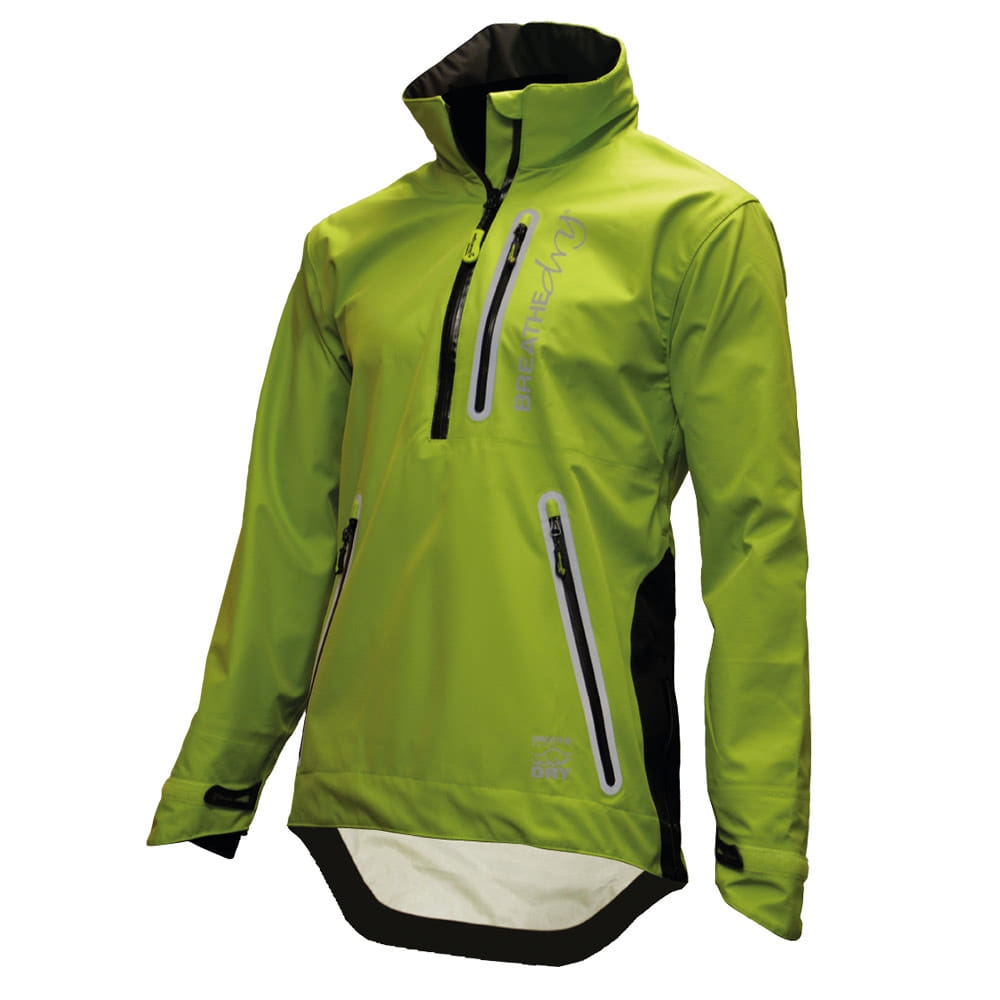 BreatheDry Smock green jacket with black lining, zippered pockets and high collar