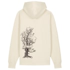 Stone Pine Tree Zipp Hoodie in Cream White with Hood and Large Tree Print on the Back