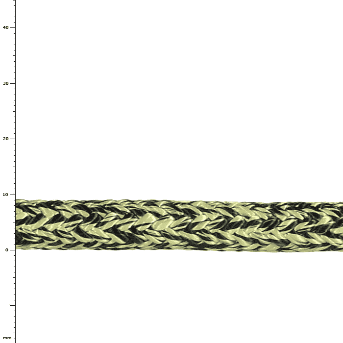 XS 9.1 Rope with yellow-black braiding, close-up of the material and structure