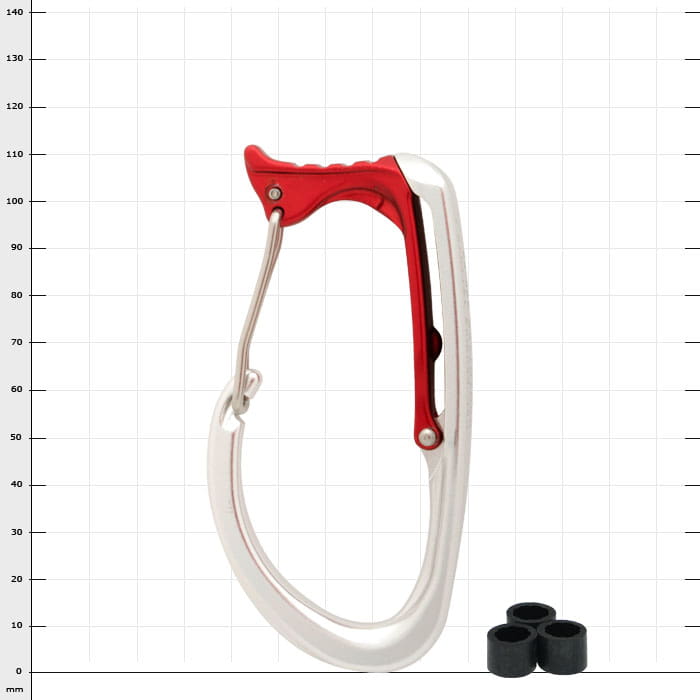 Vault Wire Snap Hook in White and Red with Three Small Black Rubber Rings
