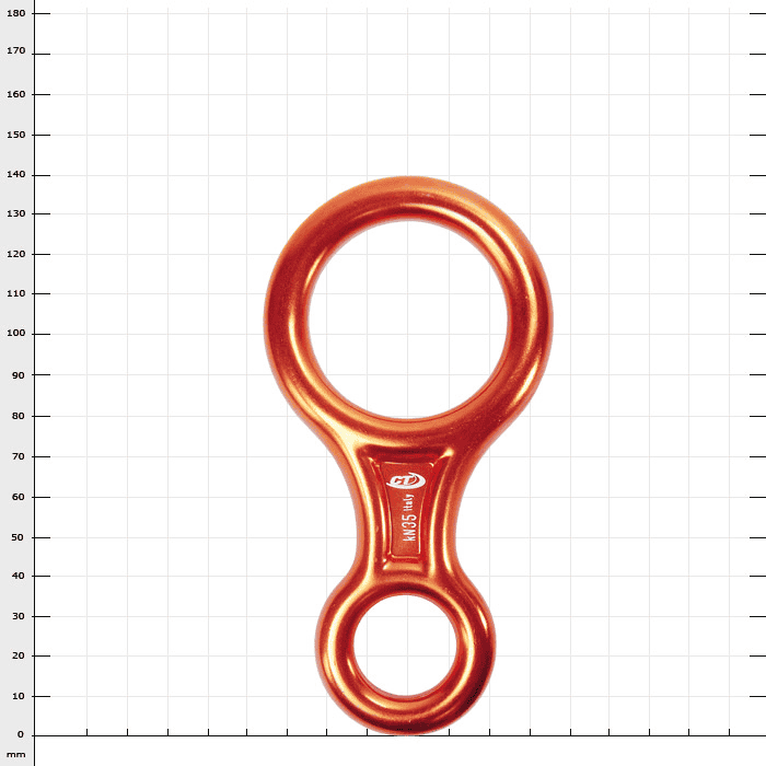 Classic 8, orange fuse figure-eight, against a white background with grid lines and dimensions in millimetres