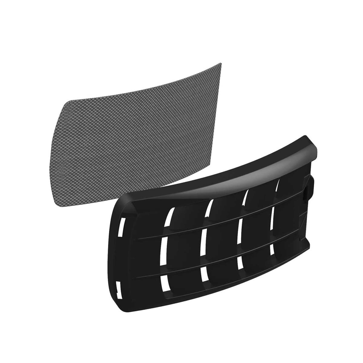PowerCap Infinity pre-filter with cover, two separate parts in black and grey, manufacturer not visible