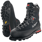 Orion Arbpro black high work shoe with laces and lugged sole, front and side view