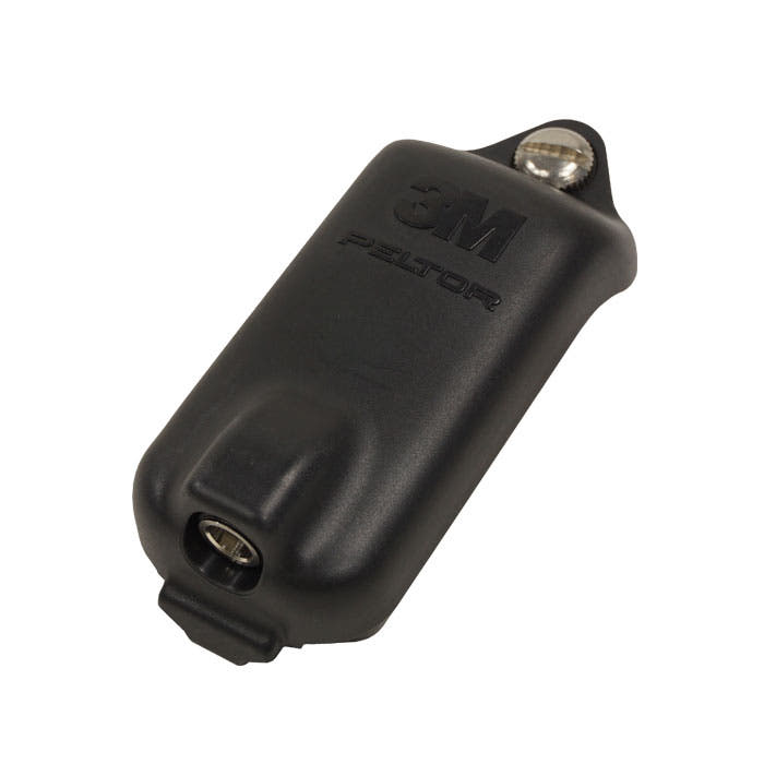 Lite Com ACK053 battery pack from 3M Peltor in black color with visible screw and port opening