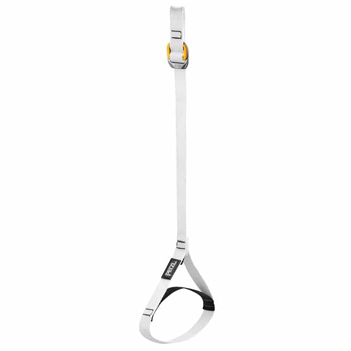 Knee Ascent Loop Bottom Band, White Band with Yellow-Gray Clasp and Black PETZL Logo
