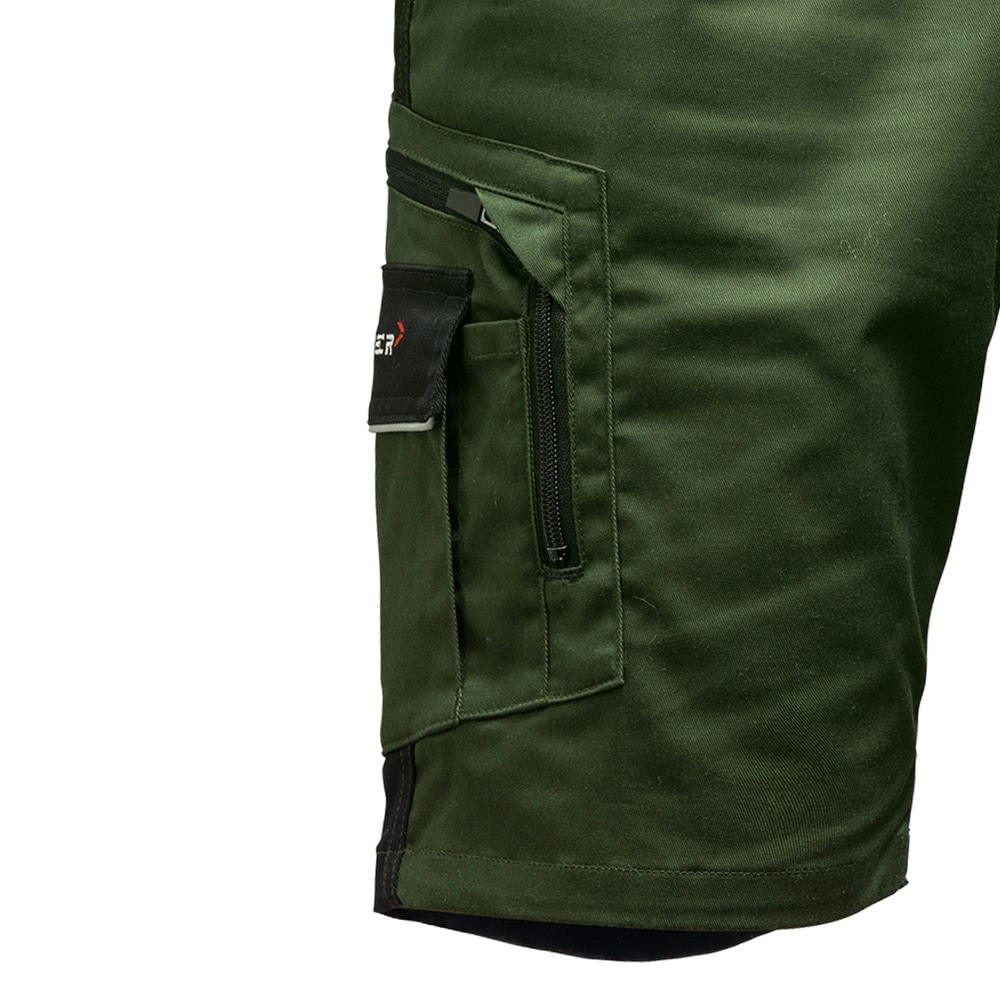 StretchFlex® Cancool Shorts Green, Close-up Side Pocket with Zipper and Velcro Tab