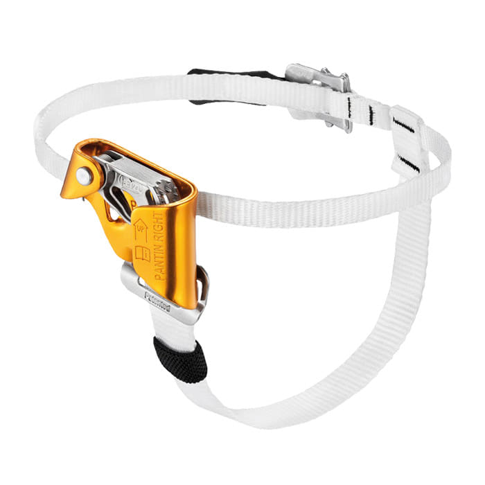 Pantin R ascender with white webbing and gold-colored metal housing