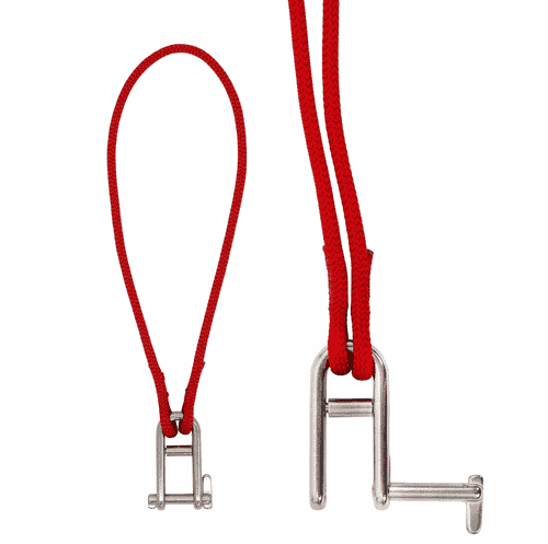 pullDOWN with red rope and silver metal clasp, two views, product name visible