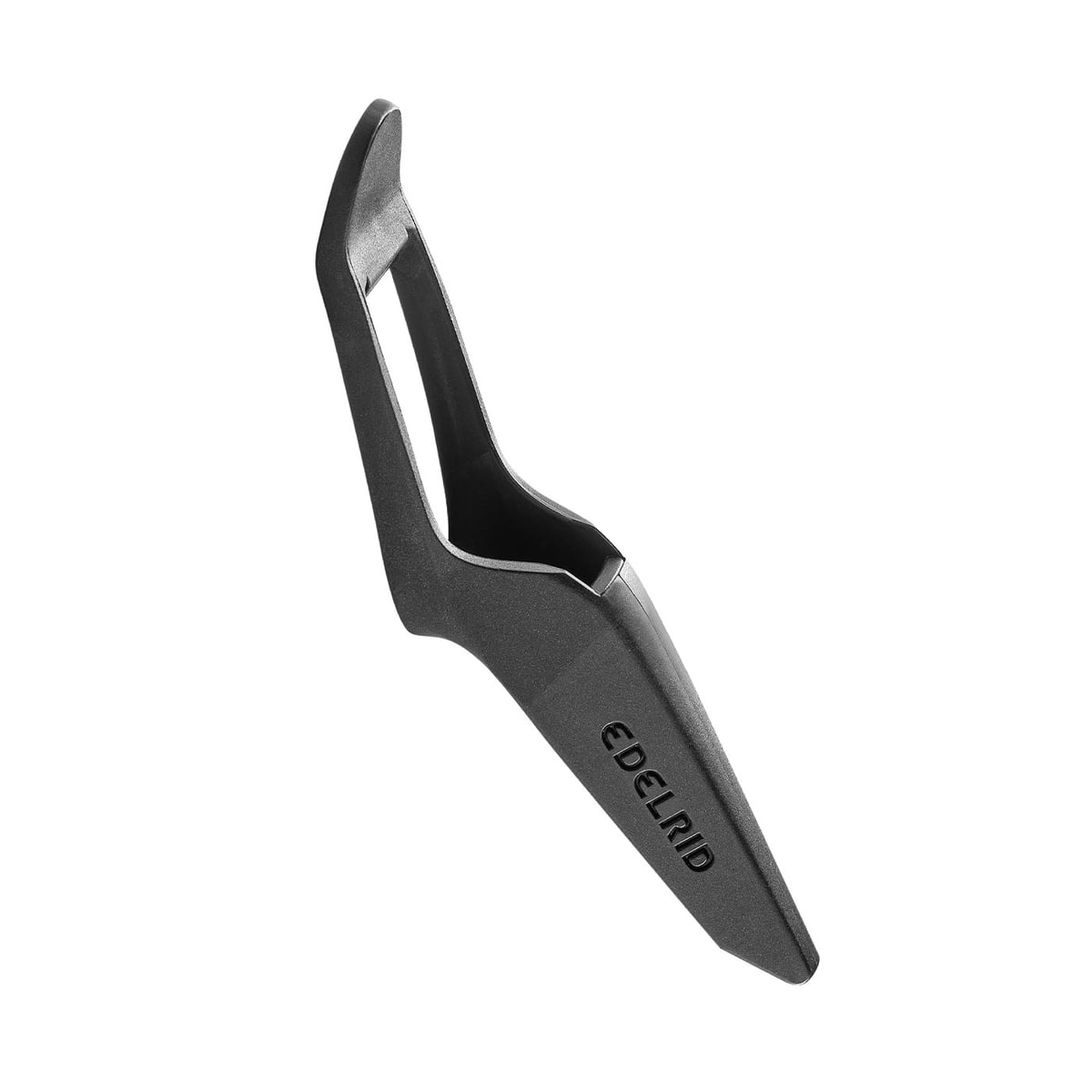 Talon Spike Protector by Edelrid, black plastic spike protector with open design and Edelrid lettering on the side