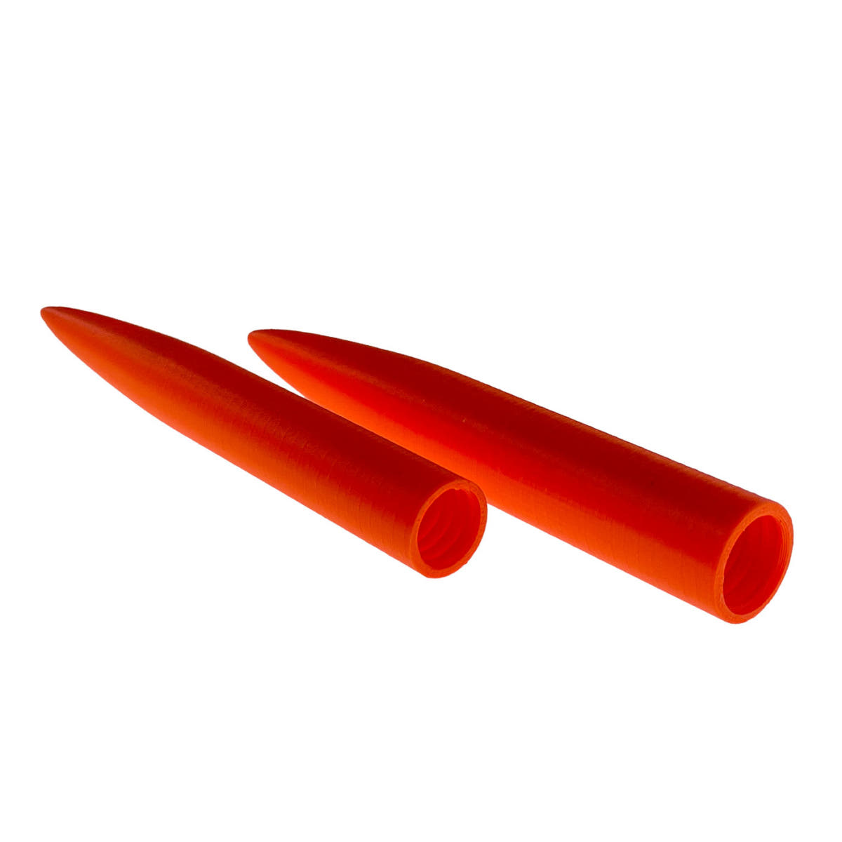 Splice awl Signal 15/18, two orange conical plastic parts horizontal, open ends visible, against a white background