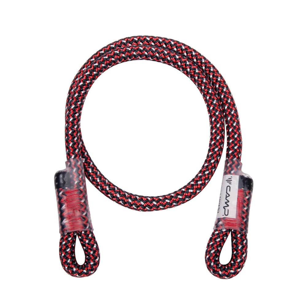 Gyro Lanyard Spare Cord by CAMP, a braided spare leash in black, red and white with loops at both ends