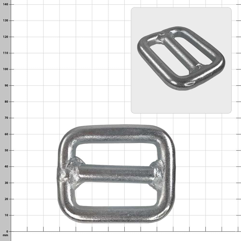 GEFA 2/4 T Special Metal Buckle, Rectangular with Two Openings and Middle Bridge, on Checkered Background