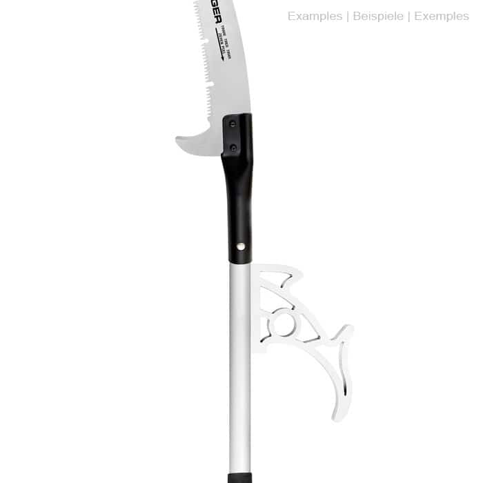 ArboRapid T3 465 by Berger, white telescopic rod with saw blade and black handle, side metal hook in fish shape