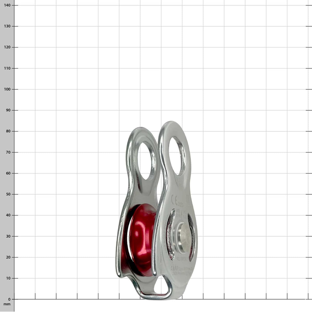 Sphinx Pro by CAMP, silver pulley with red wheel in the middle, slightly different perspective