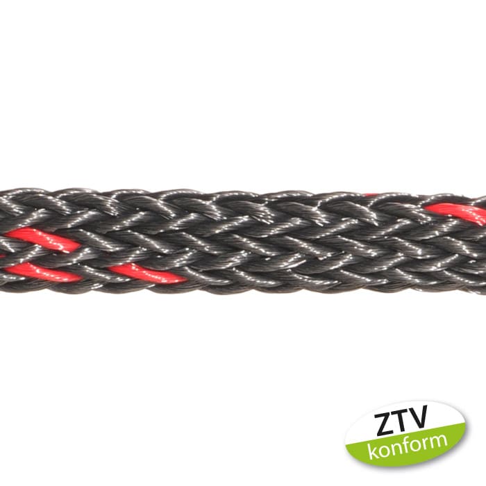 Boa 8T Hollow Rope Black Braided Rope with Red Inserts and ZTV Compliant Stickers