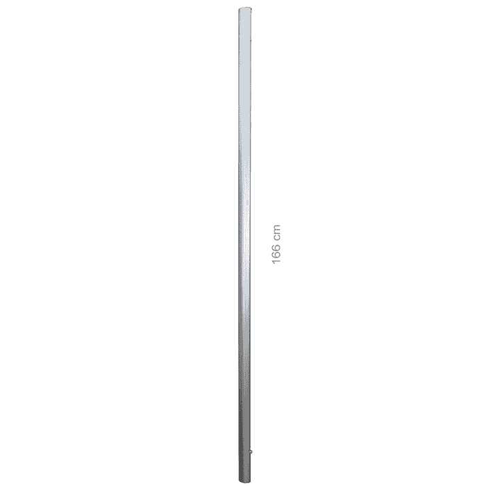 Hayate 610 rod middle bottom, a long, thin, silver rod with the inscription "166 cm" in the middle.