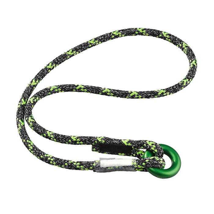 Sirius ringLOOP, green metal ring with black-green rope