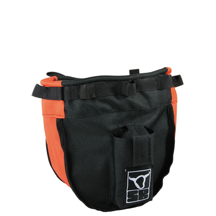Hip Pack S in black and orange, small bag with loops and a sewn-on logo with the inscription "SB" on the front.