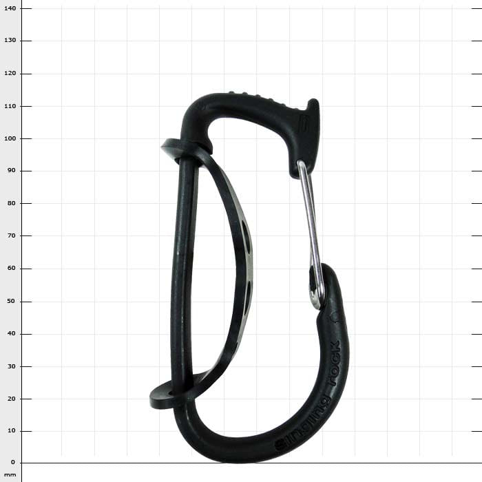 Porter snap hook by Singing Rock in black with straight wire closure and additional handle