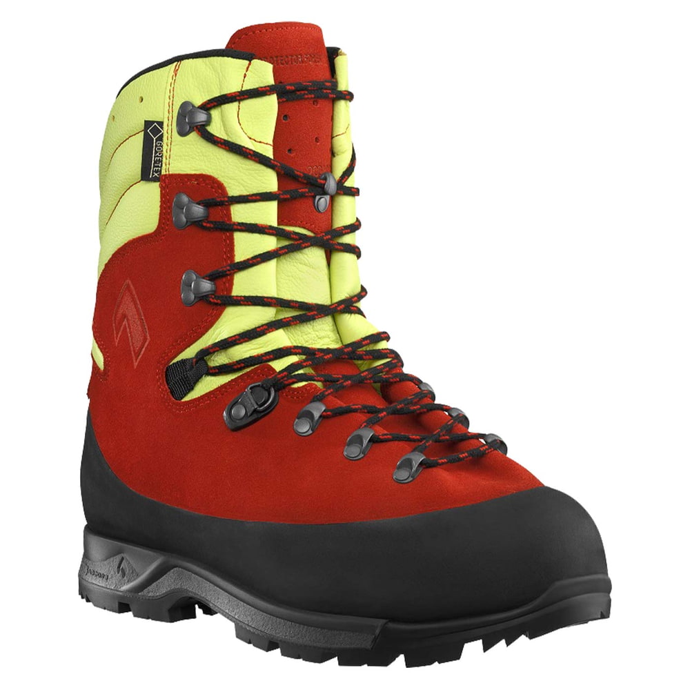 Protector Forest 2.1 GTX hiking boots in red with yellow shaft, black sole and black laces, manufacturer not visible