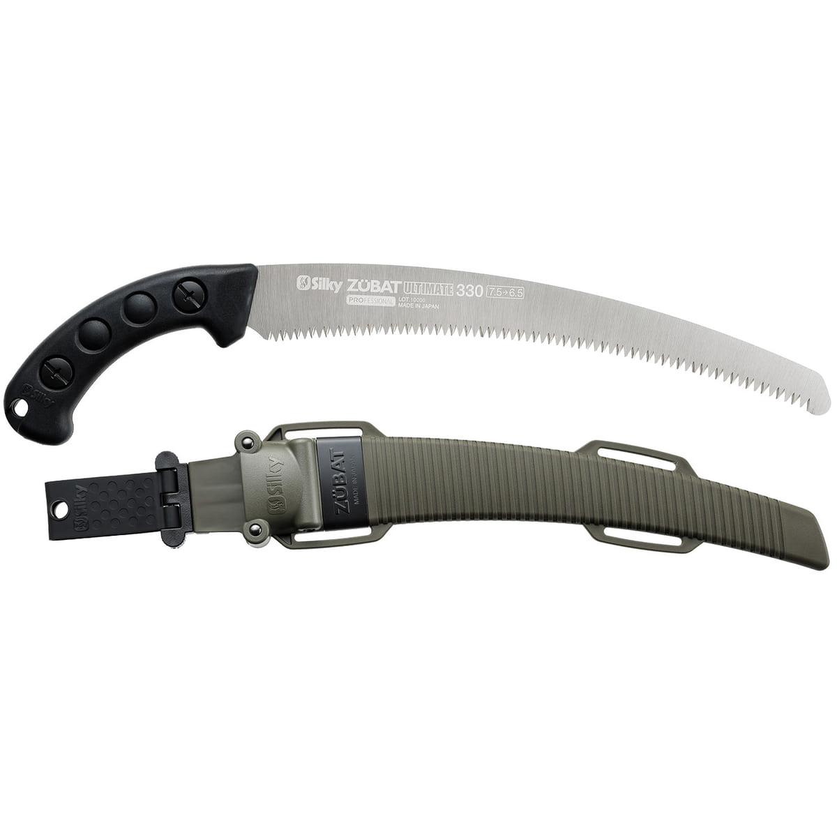 Silky Zübat Ultimate 330-6.5-7.5 Hand Saw with Black Handle and Green Plastic Case