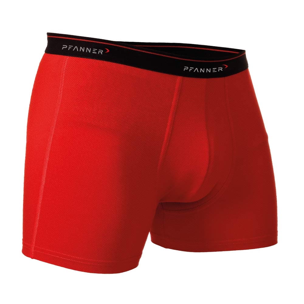Functional underpants by Pfanner in red with black waistband and white Pfanner logo