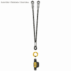 Example illustration with two black and yellow loops, a gold-coloured ring and an Absorbica by Petzl in yellow and black with white lettering