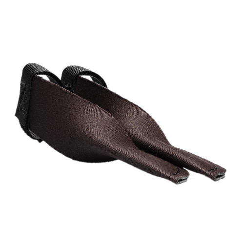 Thistle thorn guard in brown and black, made of fabric with Velcro, two pieces from a different perspective