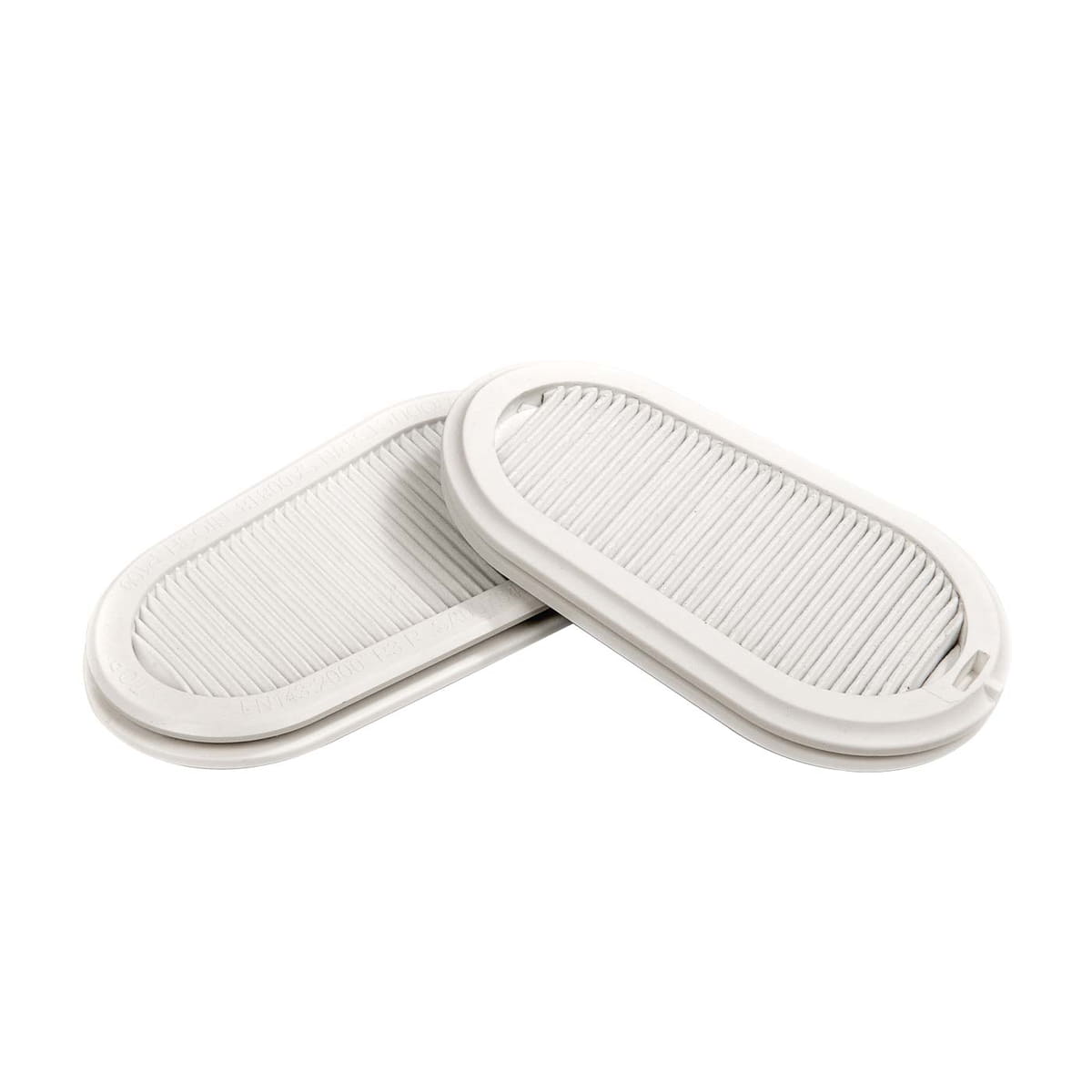 Elipse P3 RD filter, two white oval filters with fine fins and smooth edges, without visible manufacturer name
