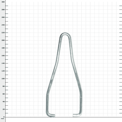 Ratchet wedge handle made of metal, silver-coloured, on a checkered background with dimensions in millimetres
