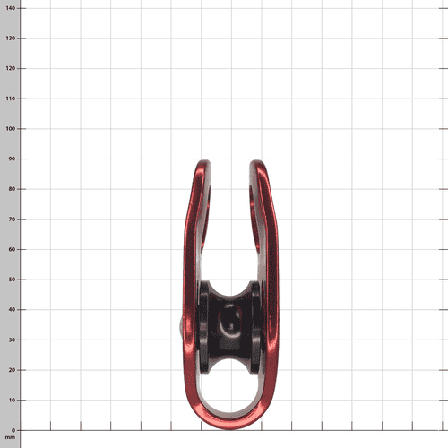 Micro Pulley, Red Pulley with Black Wheel, Manufacturer ISC, Model RP037, Top View