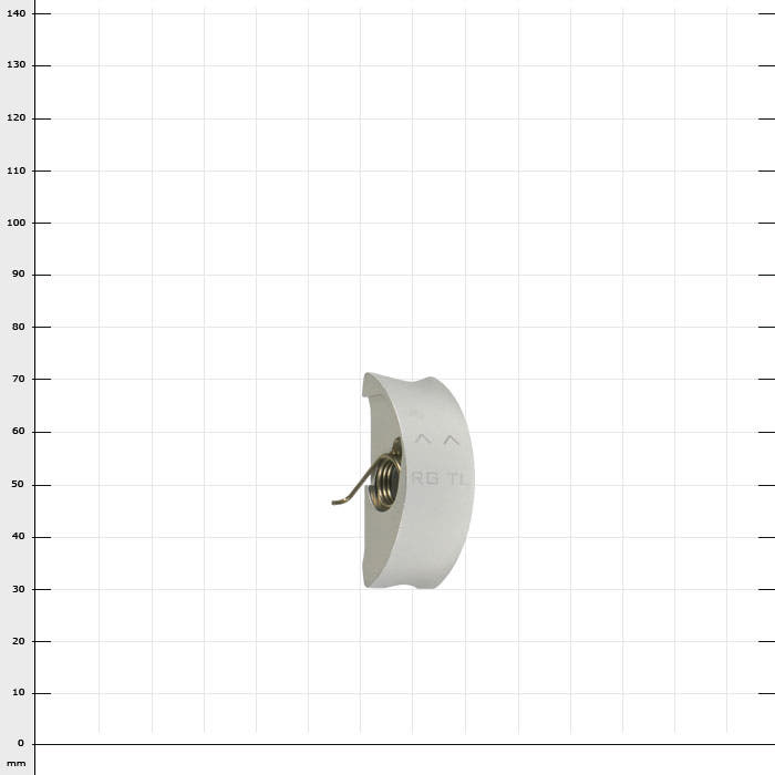 RopeGuide TwinLine Clamping Jaw, silver-coloured semi-circular metal clamp with a small spiral spring in the middle