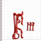 Buddy red plastic clip with three small red plastic pieces on white checkered background