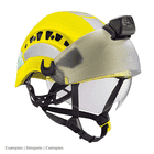 Petzl Vertex Vent Hi-Viz Helmet in Yellow with Black Visor and Lamp, Black Straps and Reflective White Stickers