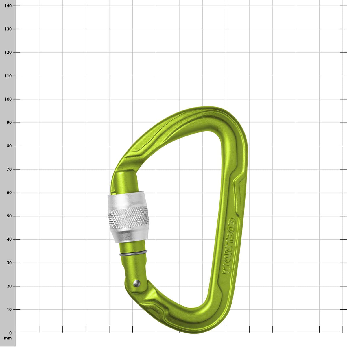 Green Edelrid Pure Screw III Carabiner with Screw Lock on Checkered Background