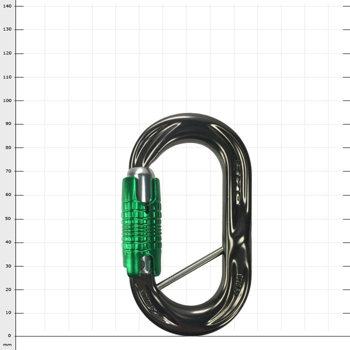 PerfectO Captive Bar Carabiner with Black Body and Green Clasp