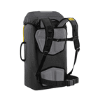 Back of the Petzl Transport 45 backpack in black with padded straps and hip belt