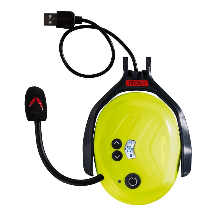PROTOS® BT-COM communication system, yellow communication device with microphone and USB cable
