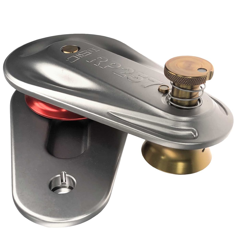 Large Rigging Pulley with Silver Metal Housing, Red and Gold Reel, Product Code RP257, Horizontal