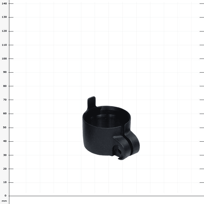 Ergo Silver Clamp M, black plastic clamp with a small tab and opening for tightening