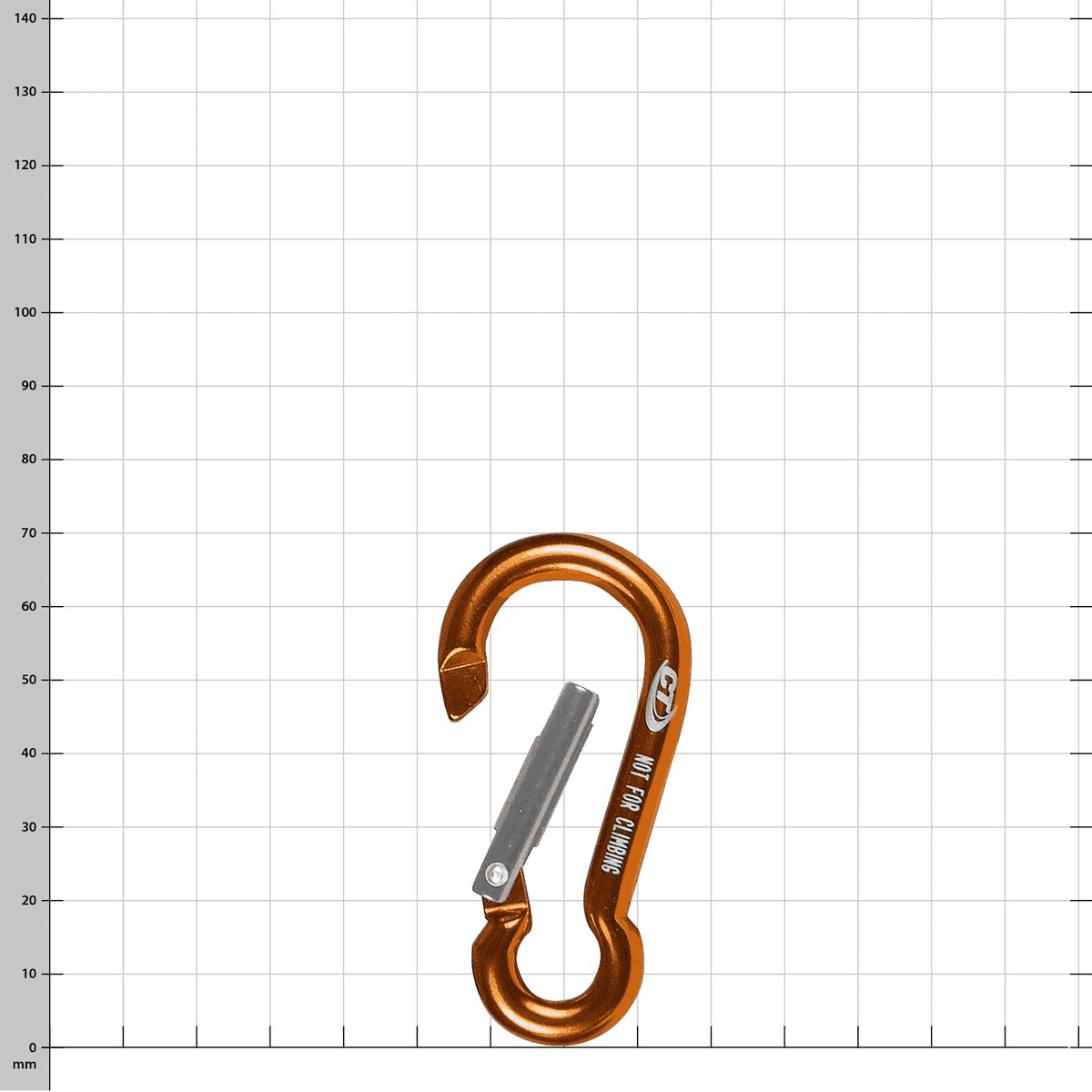 Key 70 snap hook in orange with grey clasp, manufacturer not visible