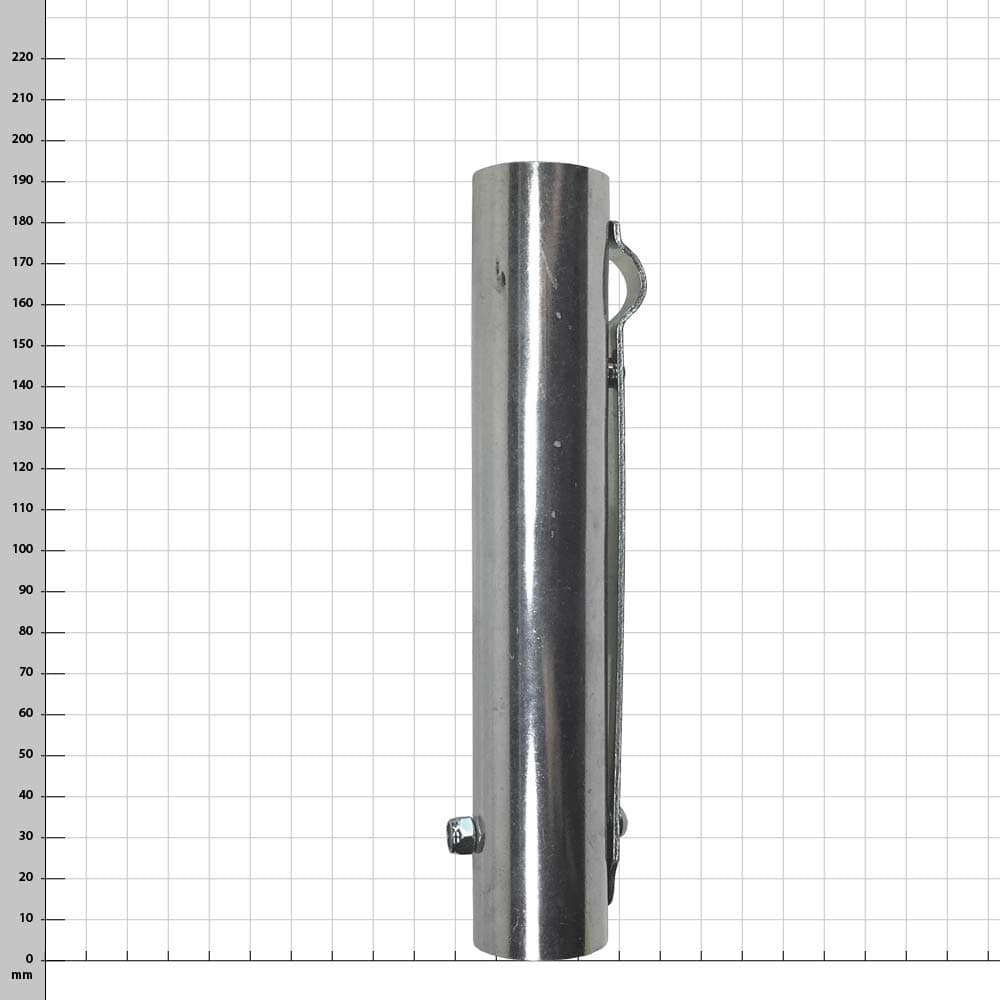 Big Shot Sleeve, Silver Metal Sleeve with Screw and Bracket on White Checkered Background