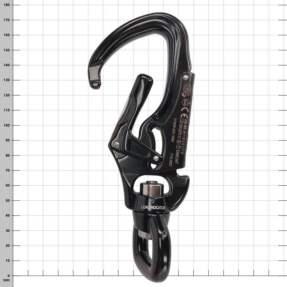 Tango 360 snap hook black with open clasp and swivel swivel, product name visible