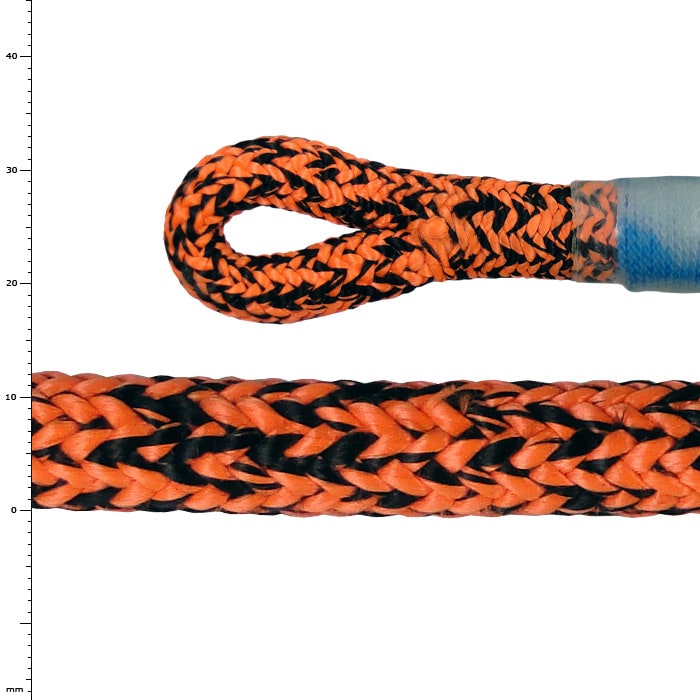Imori braided rope in orange and black with a loop at the end