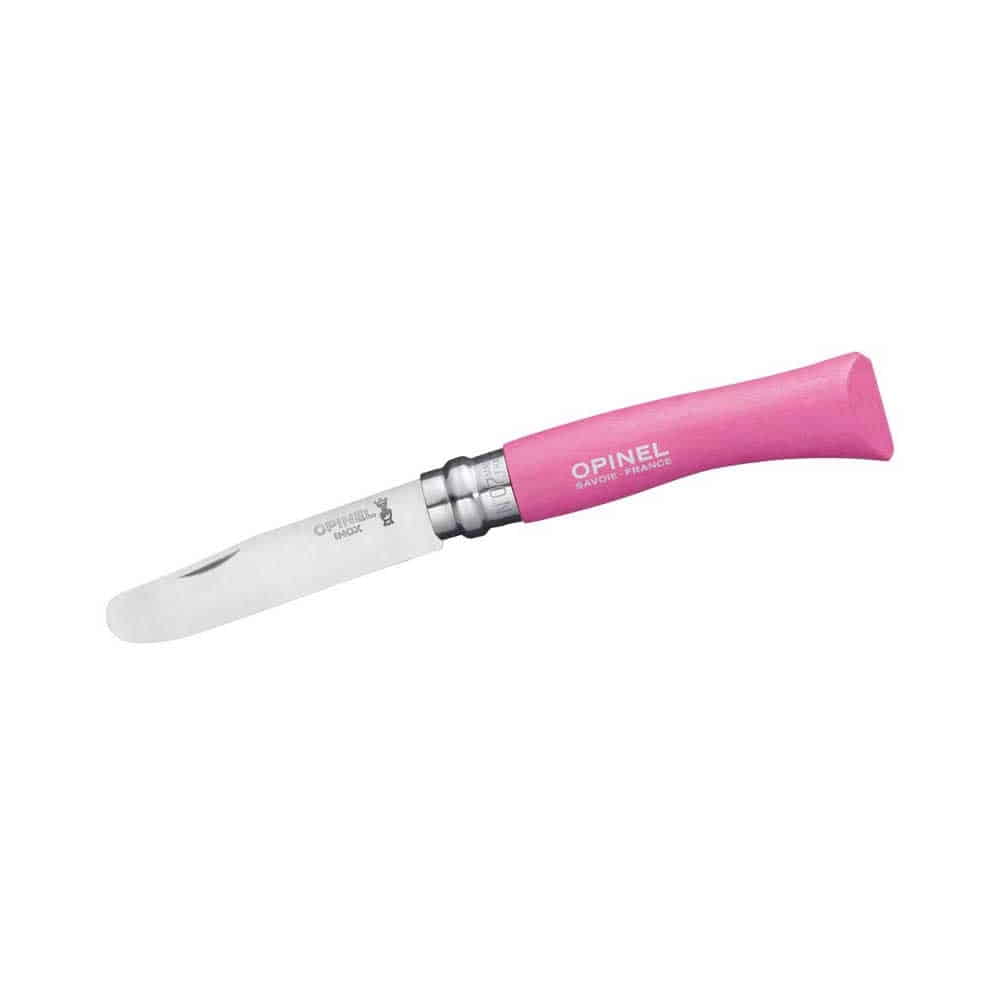 Opinel N°7 Junior pink, folding knife with pink handle and stainless steel blade, manufacturer Opinel