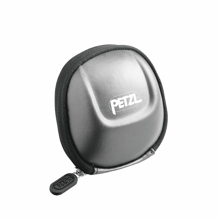 Poche Tactikka by Petzl Gray Compact Hard Shell Bag with Zipper and White Petzl Logo on the Front