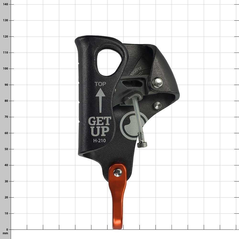Black Via Ferrata Set Get Up H-210 with Orange Metal Hook and Silver Bolt, Side View