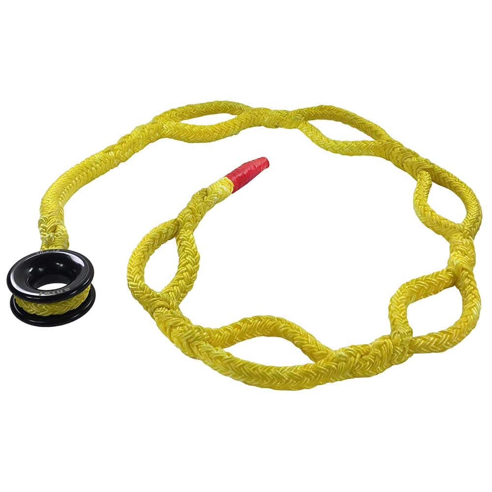 Kokoan knot sling 9 yellow sling with several loops and black plastic ring at one end