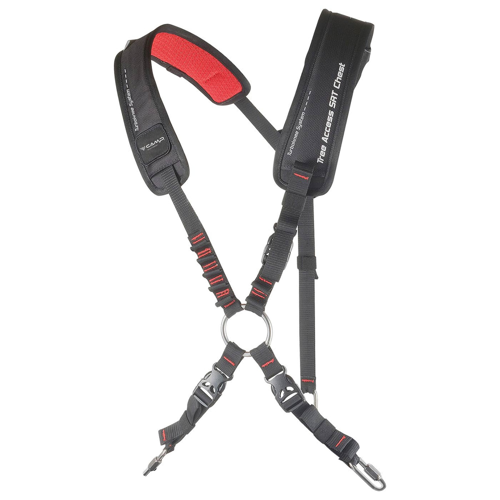 Black Tree Access SRT Chest Chest Strap with red pads and silver metal ring in the middle, manufacturer CAMP