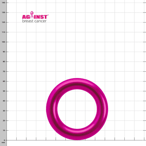 Aluring 40 Pink, pink ring with smooth surface, in front of a white background with measuring grid